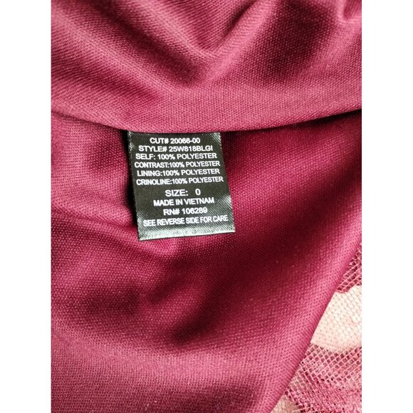 Trixxi Misses 0 Embroidered Burgundy Floral A-Line Dress - Picture 7 of 8